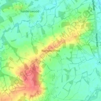 Carte topographique Norwood Hill, altitude, relief
