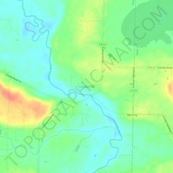 Carte topographique Underhill, altitude, relief
