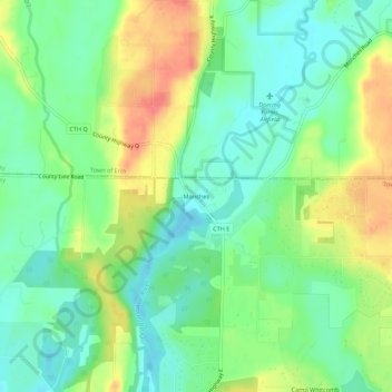 Carte topographique Monches, altitude, relief