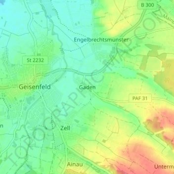 Carte topographique Gaden, altitude, relief