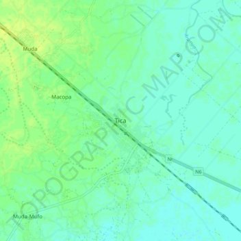 Carte topographique Tica, altitude, relief
