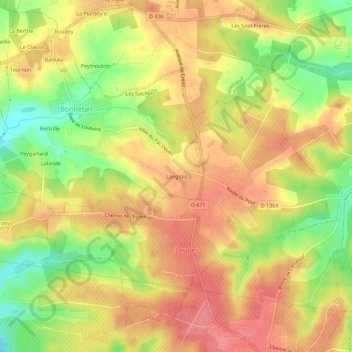 Carte topographique Langlois, altitude, relief