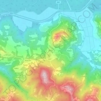 Carte topographique Kanal, altitude, relief