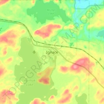 Carte topographique Ignace, altitude, relief