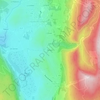 Carte topographique Mélogne, altitude, relief