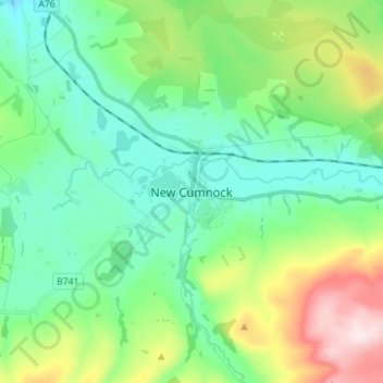 Carte topographique New Cumnock, altitude, relief