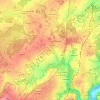 Carte topographique Les Portes, altitude, relief