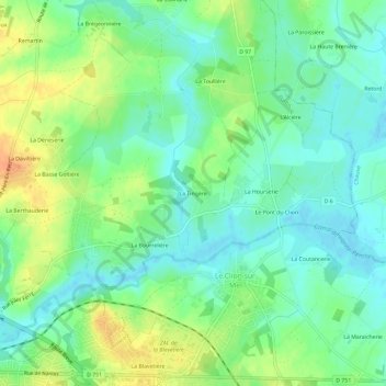 Carte topographique La Tingère, altitude, relief