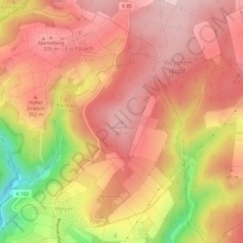 Carte topographique Taubenkopf, altitude, relief