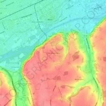 Carte topographique Unterschauersberg, altitude, relief