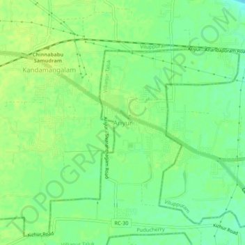 Carte topographique Ariyur, altitude, relief