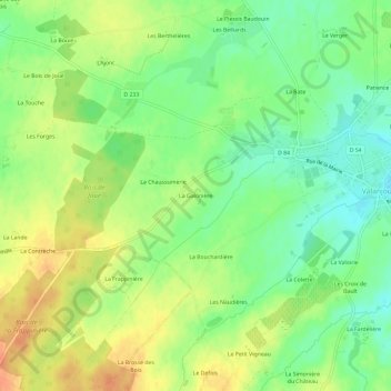 Carte topographique La Galonière, altitude, relief