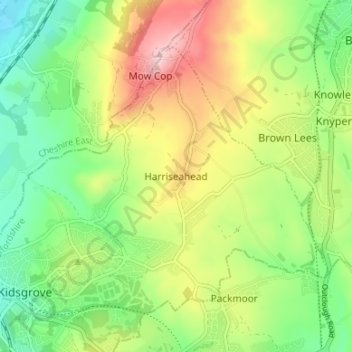Carte topographique Harriseahead, altitude, relief