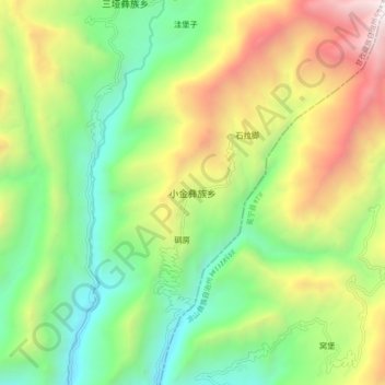 Carte topographique 小金彝族乡, altitude, relief