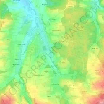 Carte topographique Gmain, altitude, relief