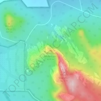 Carte topographique Hollow Mountain, altitude, relief