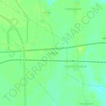 Carte topographique Surbodi, altitude, relief