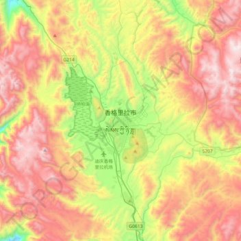 Carte topographique 香格里拉市, altitude, relief