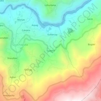 Carte topographique Guablid, altitude, relief