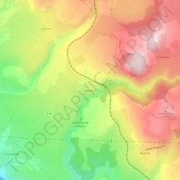 Carte topographique Arquejols, altitude, relief