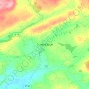 Carte topographique Drimoleague, altitude, relief