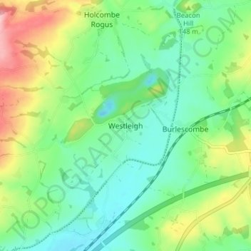 Carte topographique Westleigh, altitude, relief