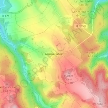 Carte topographique Ammelsdorf, altitude, relief