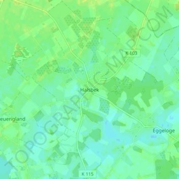 Carte topographique Halsbek, altitude, relief