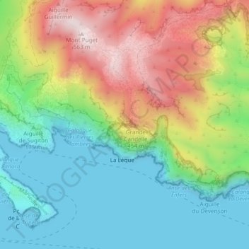 Carte topographique Arrête de Marseille, altitude, relief