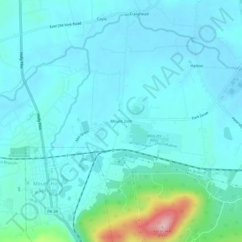 Carte topographique Mount Zion, altitude, relief