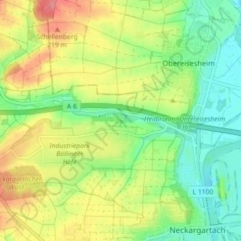 Carte topographique Altböllinger Höfe, altitude, relief
