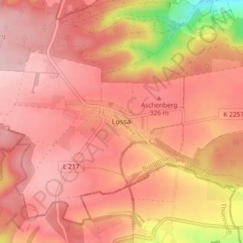 Carte topographique Lossa, altitude, relief