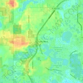 Carte topographique Horizon West, altitude, relief