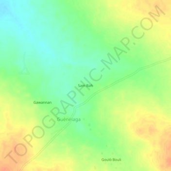 Carte topographique Sam Bah, altitude, relief