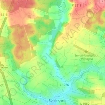 Carte topographique Rötlen, altitude, relief