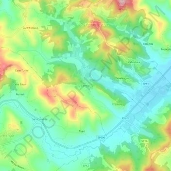 Carte topographique Cicengo, altitude, relief