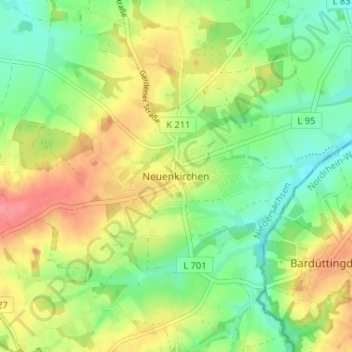 Carte topographique Neuenkirchen, altitude, relief