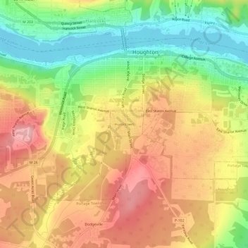 Carte topographique Hurontown, altitude, relief