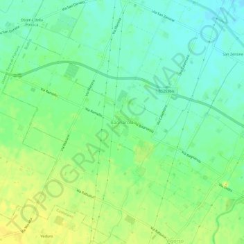 Carte topographique Bagnarola, altitude, relief