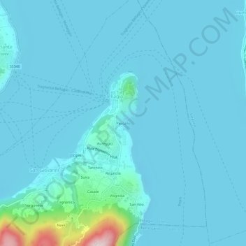 Carte topographique Pescallo, altitude, relief