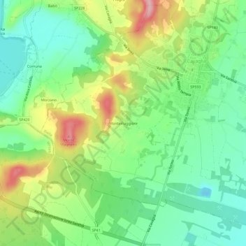 Carte topographique Montemaggiore, altitude, relief