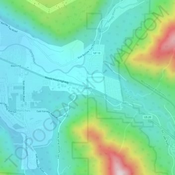 Carte topographique Zigzag, altitude, relief
