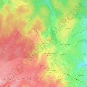 Carte topographique Le Perron, altitude, relief