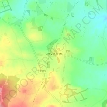 Carte topographique Udny Station, altitude, relief