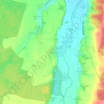 Carte topographique Oberegg, altitude, relief