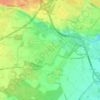 Carte topographique Borgaretto, altitude, relief