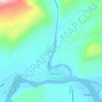 Carte topographique Pununo, altitude, relief