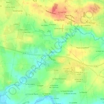 Carte topographique L'Olivel, altitude, relief