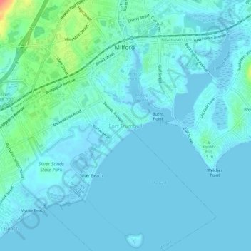 Carte topographique Fort Trumbull, altitude, relief