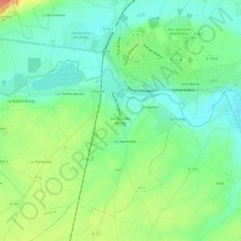 Carte topographique Les Grandes Bordes, altitude, relief